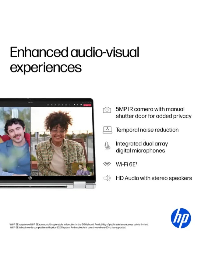 HP (نسخة مطورة) لابتوب أومني بوك 5 فليب 2 في 1 بشاشة تعمل باللمس 14 بوصة بدقة 2K، مع معالج إنتل كور 5/ذاكرة وصول عشوائي 8 جيجابايت/قرص صلب SSD بسعة 512 جيجابايت/رسوميات إنتل آرك/ويندوز 11 هوم جليشر - Image 5