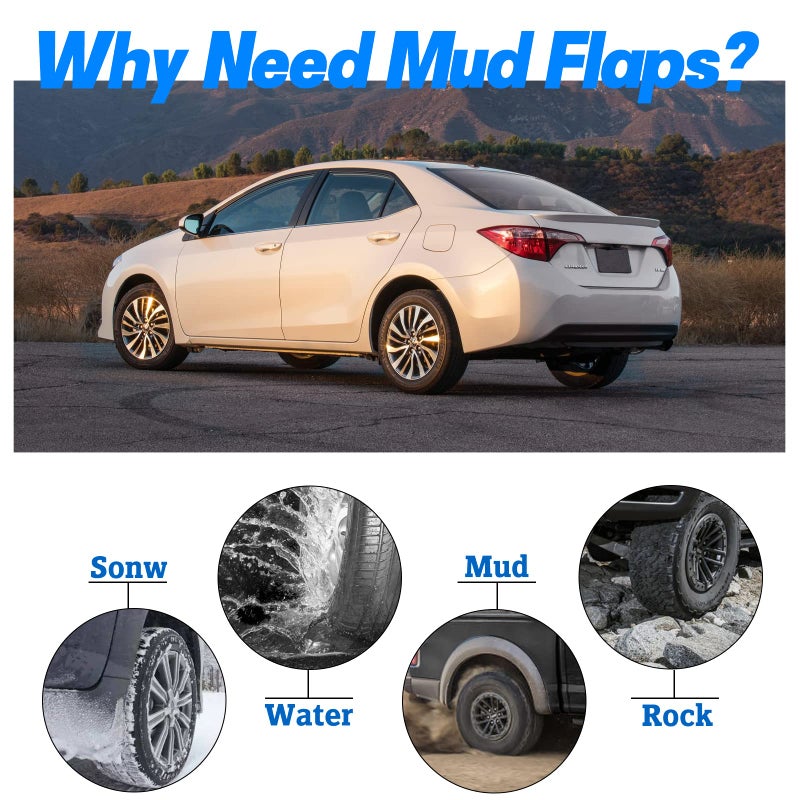 BDFHYK Mud Flaps Splash Guards 4PCS Front & Rear Side Mud Guards Compatible with Toyota Corolla 2014-2017 11th gen Without OEM Fender Flares - Image 2