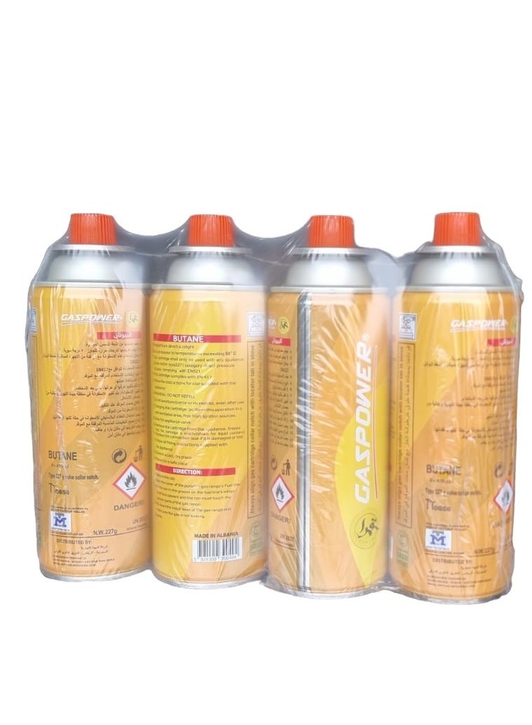 GASPOWER Butane Gas For Camping Stove Pack Of 4 227 g - Image 1