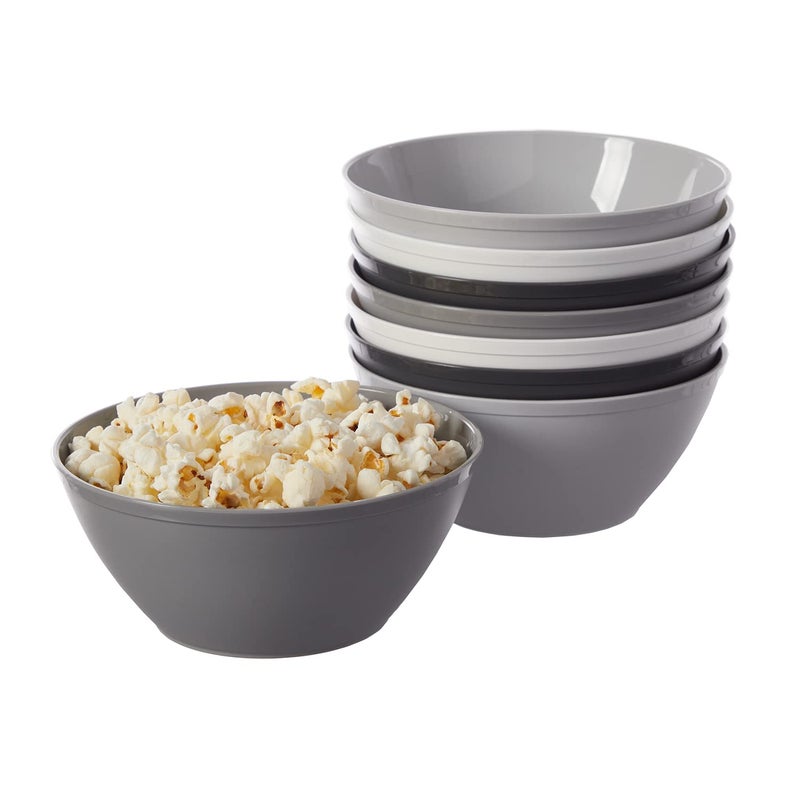 US Acrylic Unbreakable 28 oz Plastic Stackable Cereal Bowls for Snacks  Ice Cream in Grey Colors Set of 8 6inch Reusable BPAFree Made in the USA Dishwasher Safe Dinnerware