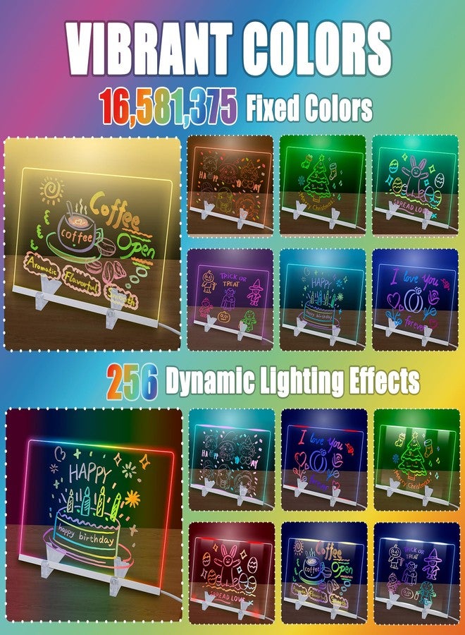 BLAZART LED Note Board with Colors, Glass Led Drawing Board with 12 Colors & 320 Dynamic Effects, Light Up Drawing Board with 12 Pens, Cleaning Cloth & Gloves, 11.81’’X7.87’’ - Image 2