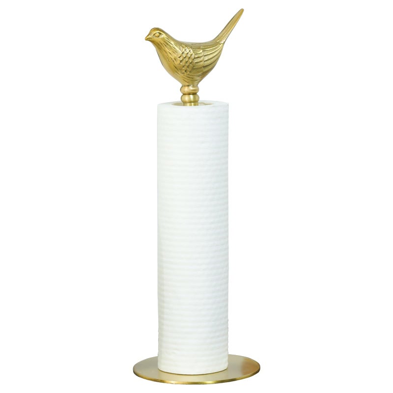 YACSNBF Luxurious Gold Paper Towel Holder Countertop, Brass Paper Towel Holder for Kitchen, Unique Gold Bird Decor - Sturdy, Durable, and Elegant Home Decor for Kitchen - Image 1