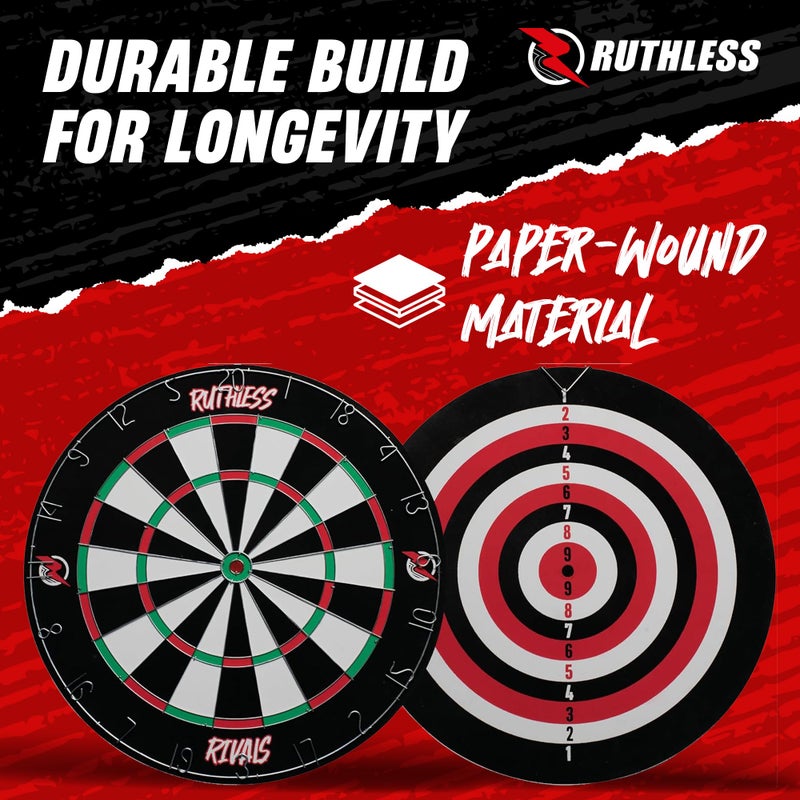 Ruthless | Rivals Family Dart Board Game | 18 * 1 Double Sided Dartboard Set Including 2 Sets of Darts (DB074). - Image 4
