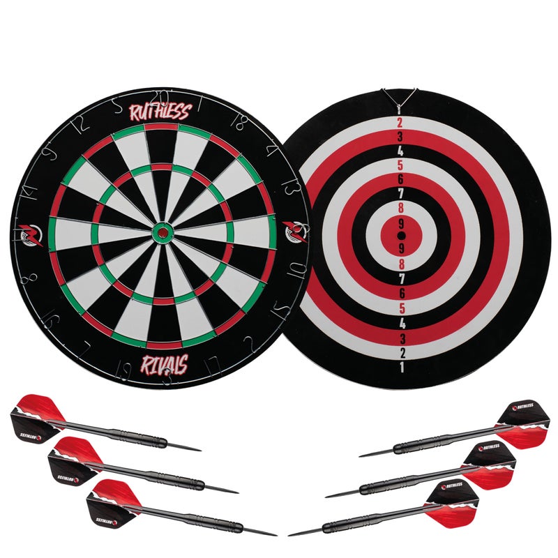 Ruthless | Rivals Family Dart Board Game | 18 * 1 Double Sided Dartboard Set Including 2 Sets of Darts (DB074). - Image 1
