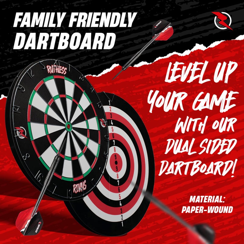 Ruthless | Rivals Family Dart Board Game | 18 * 1 Double Sided Dartboard Set Including 2 Sets of Darts (DB074). - Image 2