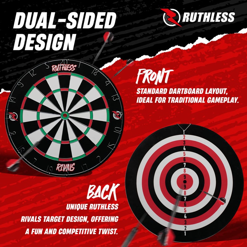 Ruthless | Rivals Family Dart Board Game | 18 * 1 Double Sided Dartboard Set Including 2 Sets of Darts (DB074). - Image 3