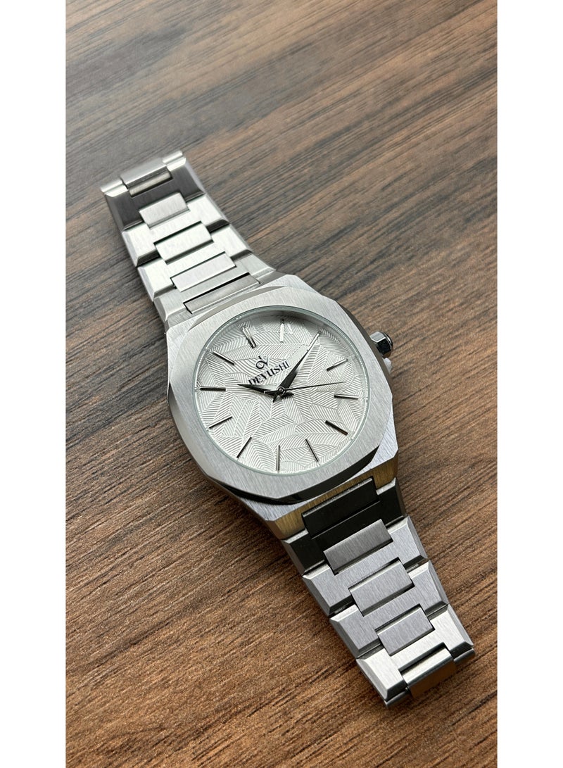 ديفوشي طقم ديفوشي رجالي فاخر – ساعة يد استيل فضي + قلم + كبك – ضمان سنتين - Image 2