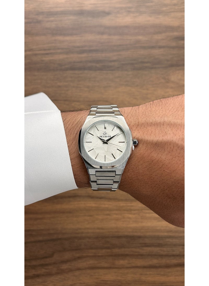 ديفوشي طقم ديفوشي رجالي فاخر – ساعة يد استيل فضي + قلم + كبك – ضمان سنتين - Image 3