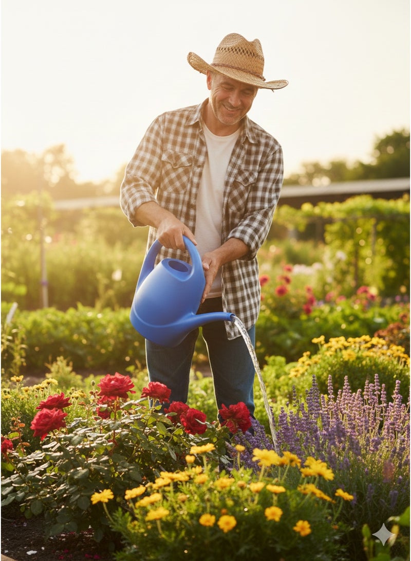 3L Manual Plant Watering Can - Blue - Streamlined Design for Home & Garden - Image 2