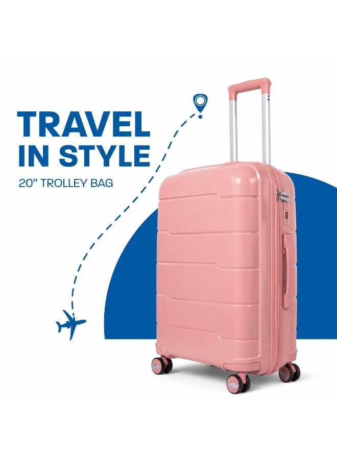 20-Inch Travel Luggage Trolley Suitcase, Original Polypropylene Hard Shell, Lightweight Carry-On Design, Smooth Rolling Wheels, 2-Year Warranty - Image 1