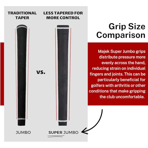 Majek Golf Club Grips Super Jumbo Extra Large Tour 360 Degree Black NO LOGO Round 600 Extra Large XL XXL Great for Tall Golfers with Big Hands Premium Rubber Golf Grips 13 Pack High Traction - Image 3