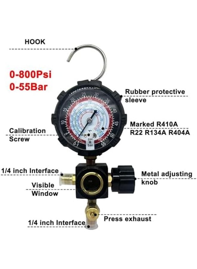 Black High AC Manifold Gauge for R22 R410A R134A R404A Refrigerants Pressure Charging Tool - Image 5