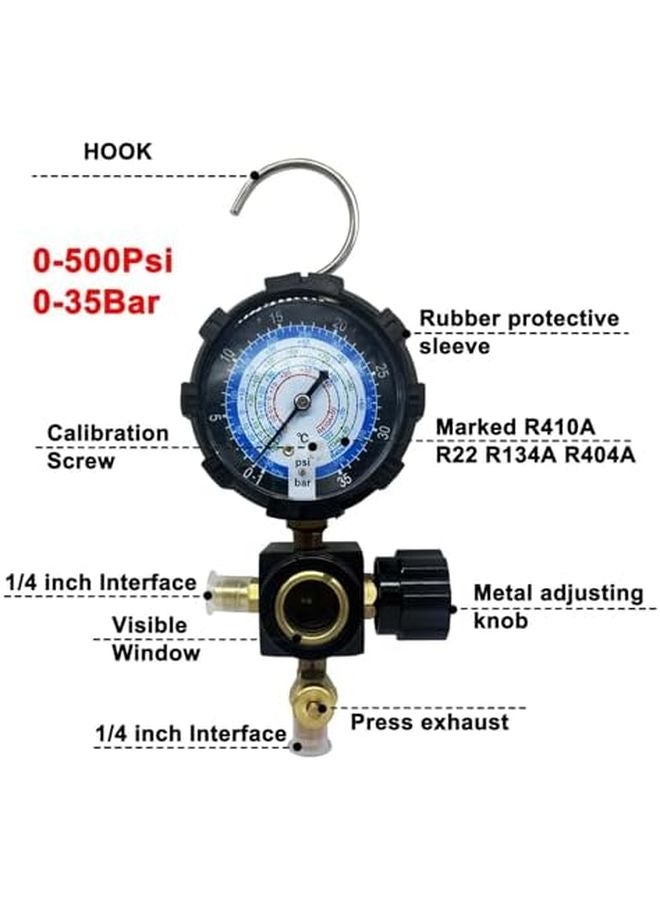 Black High AC Manifold Gauge for R22 R410A R134A R404A Refrigerants Pressure Charging Tool - Image 4