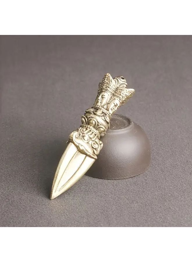 Four Sided Phurba Pestle Brass Ritual Implement Protector Home Office Spiritual Decorative Detailed Craftsmanship No Electricity Needed - Image 1