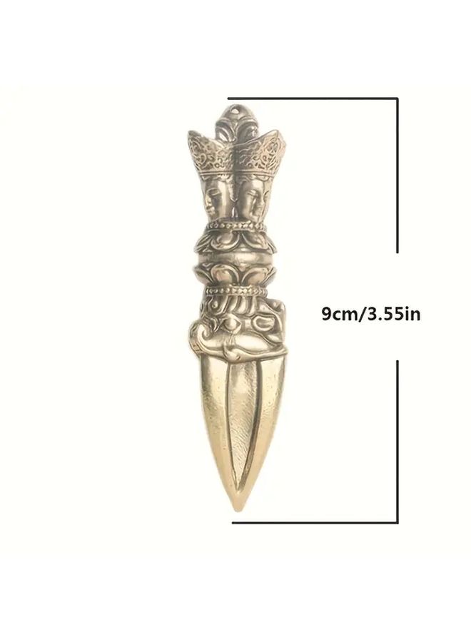 Four Sided Phurba Pestle Brass Ritual Implement Protector Home Office Spiritual Decorative Detailed Craftsmanship No Electricity Needed - Image 3