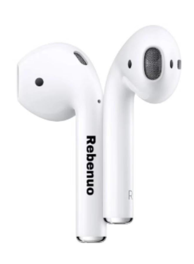 ريبنيو سماعات أذن بلوتوث لاسلكية حقيقية مع شحن لاسلكي (أبيض، الإصدار 5.0) - وضع الاستعداد لمدة 80 ساعة، صندوق شحن بقدرة 400 مللي أمبير في الساعة - Image 1