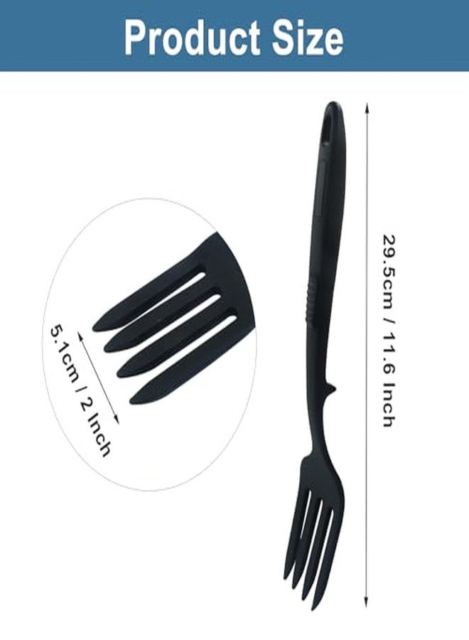 Hitefu شوكتان مرنتان من السيليكون من هيتفو للطبخ، شوكة طبخ مقاومة للحرارة بطول 11.8 بوصة، شوكة مطبخ غير لاصقة لمكونات خلط السباغيتي، وهرس الطعام وخفق البيض (أسود) - Image 4