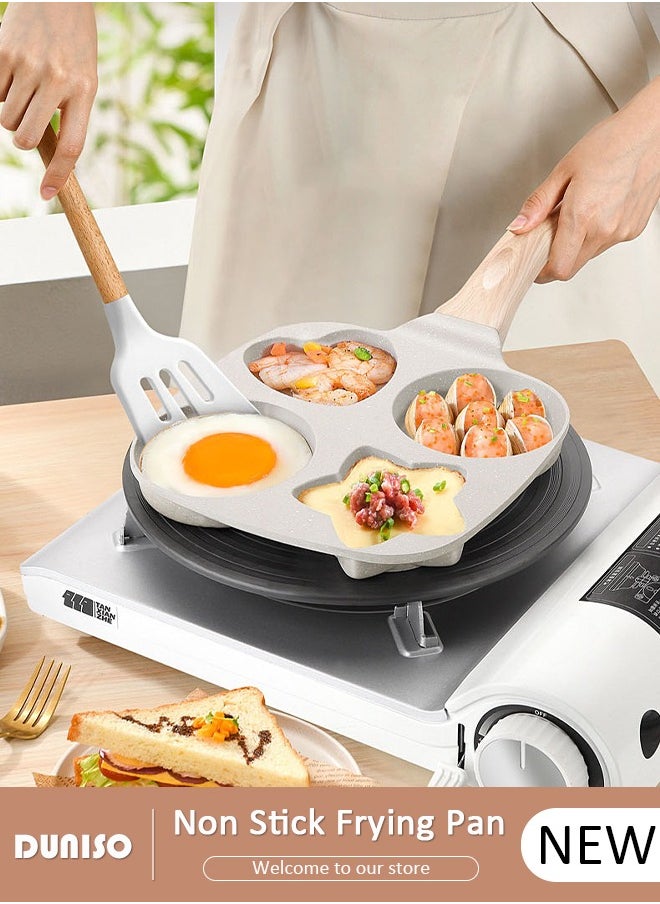 DUNISO - 4-Cup Nonstick Egg Frying Pan, Fried Egg Pan, Omelette Pan, Mini Pancake Pan for Stove Top Gas & Electric, Small Egg Skillet, Breakfast Sandwich Maker for Indoor Outdoor Camping - Image 1