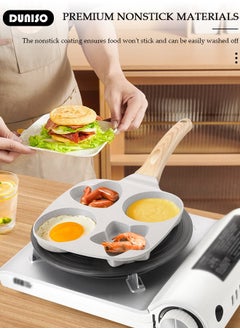 DUNISO 4-Cup Nonstick Egg Frying Pan, Fried Egg Pan, Omelette Pan, Mini Pancake Pan for Stove Top Gas & Electric, Small Egg Skillet, Breakfast Sandwich Maker for Indoor Outdoor Camping  - Image 4