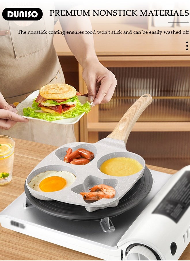 DUNISO - 4-Cup Nonstick Egg Frying Pan, Fried Egg Pan, Omelette Pan, Mini Pancake Pan for Stove Top Gas & Electric, Small Egg Skillet, Breakfast Sandwich Maker for Indoor Outdoor Camping - Image 1