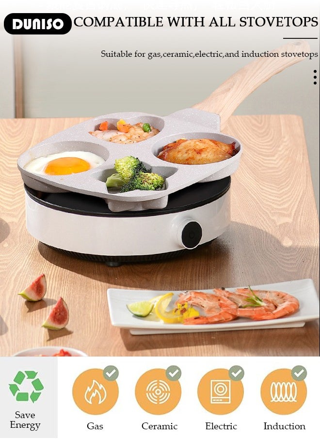 DUNISO - 4-Cup Nonstick Egg Frying Pan, Fried Egg Pan, Omelette Pan, Mini Pancake Pan for Stove Top Gas & Electric, Small Egg Skillet, Breakfast Sandwich Maker for Indoor Outdoor Camping - Image 1
