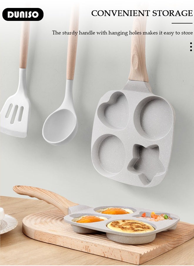 DUNISO - 4-Cup Nonstick Egg Frying Pan, Fried Egg Pan, Omelette Pan, Mini Pancake Pan for Stove Top Gas & Electric, Small Egg Skillet, Breakfast Sandwich Maker for Indoor Outdoor Camping - Image 1