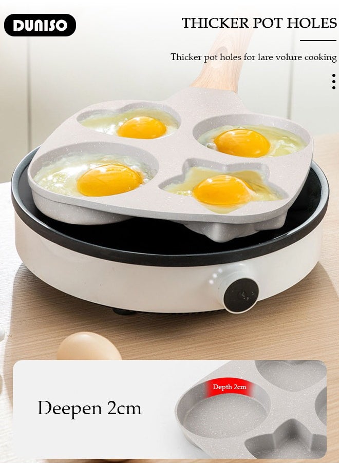 DUNISO - 4-Cup Nonstick Egg Frying Pan, Fried Egg Pan, Omelette Pan, Mini Pancake Pan for Stove Top Gas & Electric, Small Egg Skillet, Breakfast Sandwich Maker for Indoor Outdoor Camping - Image 1