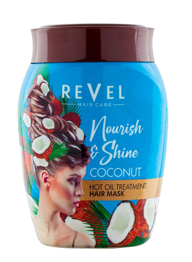 Revel قناع الشعر من ريفيل للعناية بالشعر بزيت جوز الهند الساخن للجنسين 1000 مل، للتحكم في تساقط الشعر وإعادة نموه - Image 1