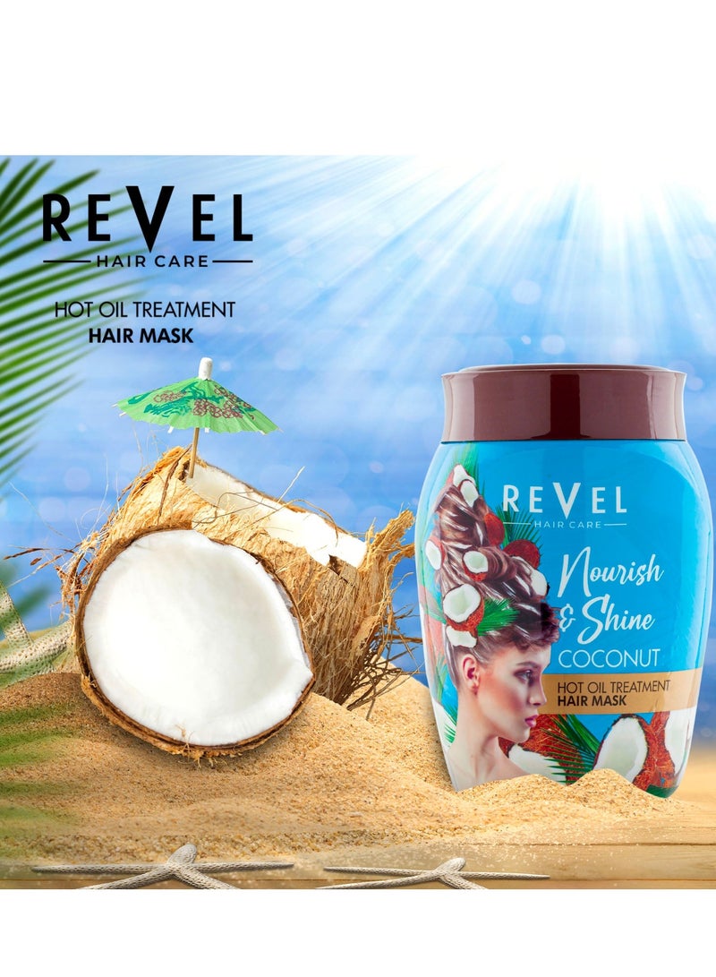 Revel قناع الشعر من ريفيل للعناية بالشعر بزيت جوز الهند الساخن للجنسين 1000 مل، للتحكم في تساقط الشعر وإعادة نموه - Image 2