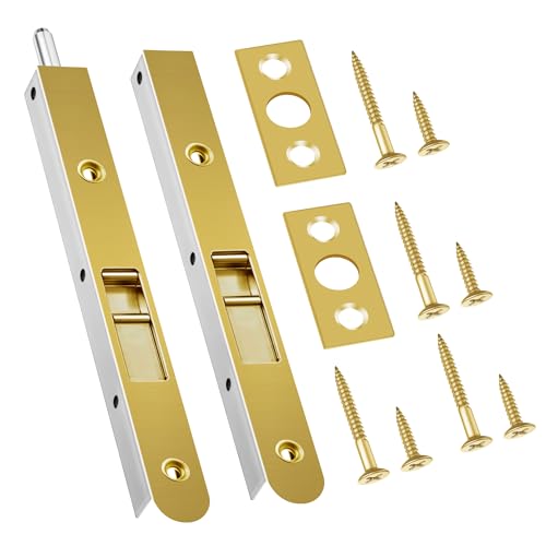 Ceoighe 2 Pack 7 Inch Flush Bolt for Double Door, Heavy Duty Chrome Plating Flush Latch Bolts, French Lock for Opening and Composite Wood Double Dummy Door (Copper Plating Color) - Image 1