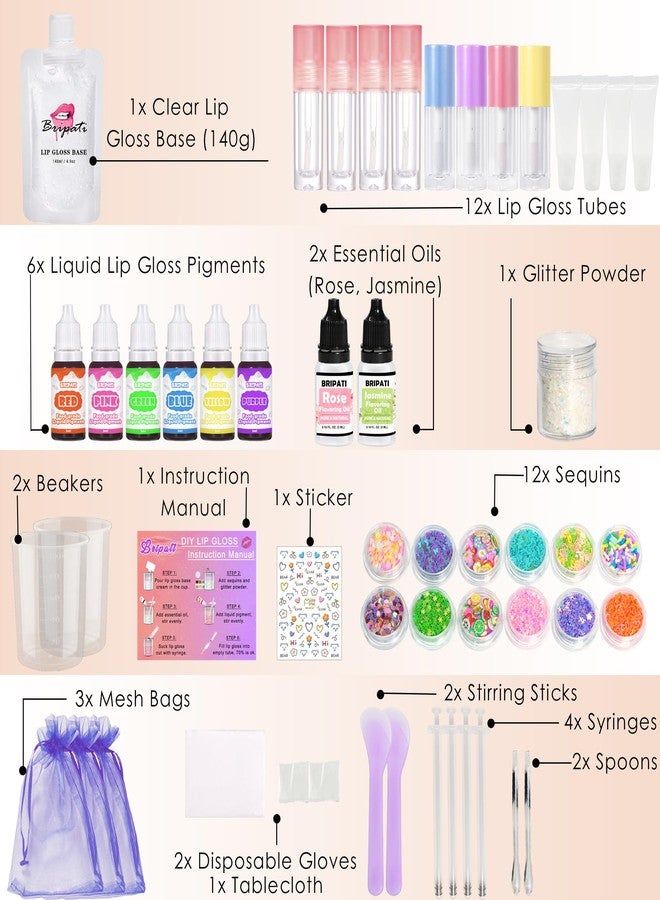 BRIPATI DIY Lip Gloss Making Kit - All-in-One to Make Your Own Lip Care Gloss Set with Clear Base, Pigments, Glitter, Tubes, Fun Creative Gift for Women Girls Makeup Lovers in Christmas Birthdays - Image 2