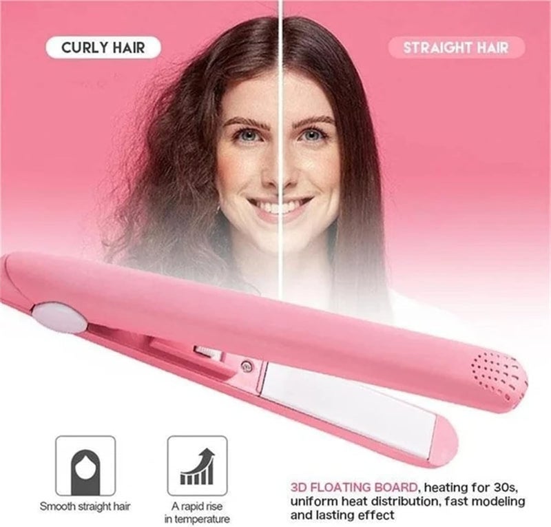 werdeny Ceramic Mini Hair Curler for Short Hair, Mini Hair Curler, Werdeny Mini Hair Curler, 2 in 1 Mini Ceramic Curler and Hair Straightener (Yellow) - Image 3