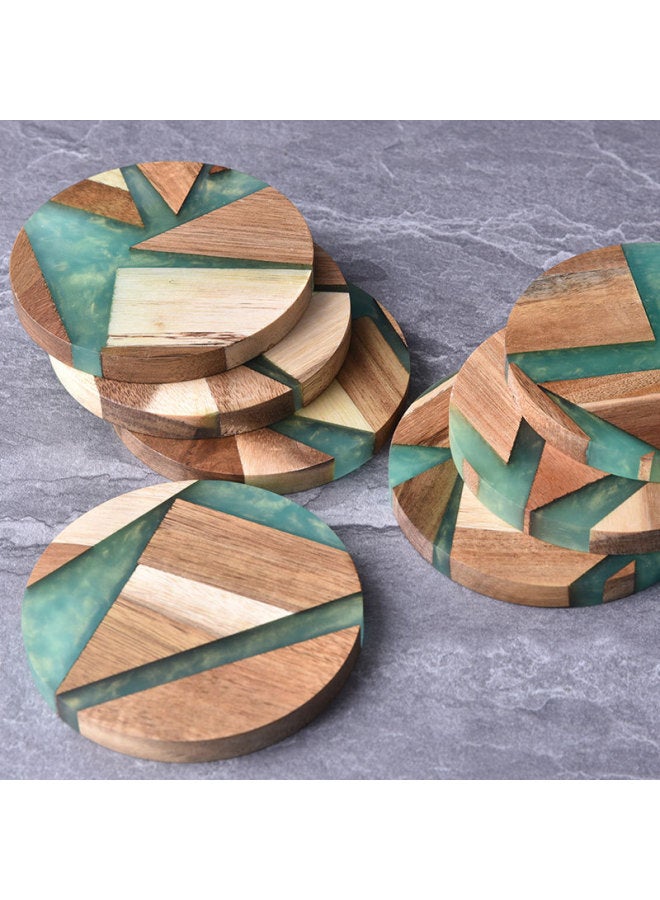Epoxy Coaster Solid Wood Acacia Wood Coaster Creative Tea Holder Heat Insulation Mat Light Luxury Premium Sense-Color: Resin Acacia Wood Coaster - Image 4