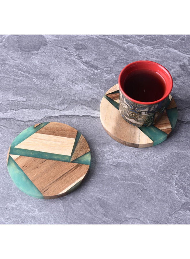 Epoxy Coaster Solid Wood Acacia Wood Coaster Creative Tea Holder Heat Insulation Mat Light Luxury Premium Sense-Color: Resin Acacia Wood Coaster - Image 3