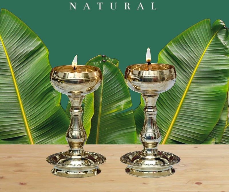Denique Brass Udupi Nanda Bowl Long Table Diya Akand Jyoti Diya DeepakLamp Long Diyas for HomePooja Puja RoomPital Decoration DipakPack of 2 - Image 3