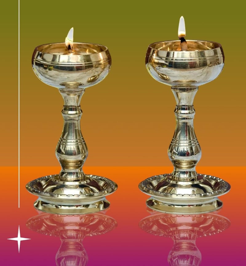 Denique Brass Udupi Nanda Bowl Long Table Diya Akand Jyoti Diya DeepakLamp Long Diyas for HomePooja Puja RoomPital Decoration DipakPack of 2 - Image 4