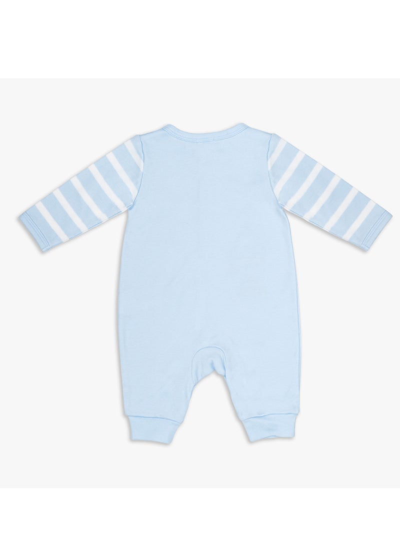 MOON 100% Cotton Sleepsuit, Hat And Bib 3pcs 3-6M Blue - Little Submarine - Image 3