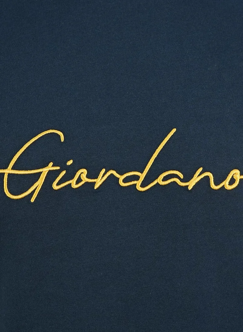 GIORDANO  Men's Slim Fit Cotton Signature Print Tee for Men | Best Price UAE