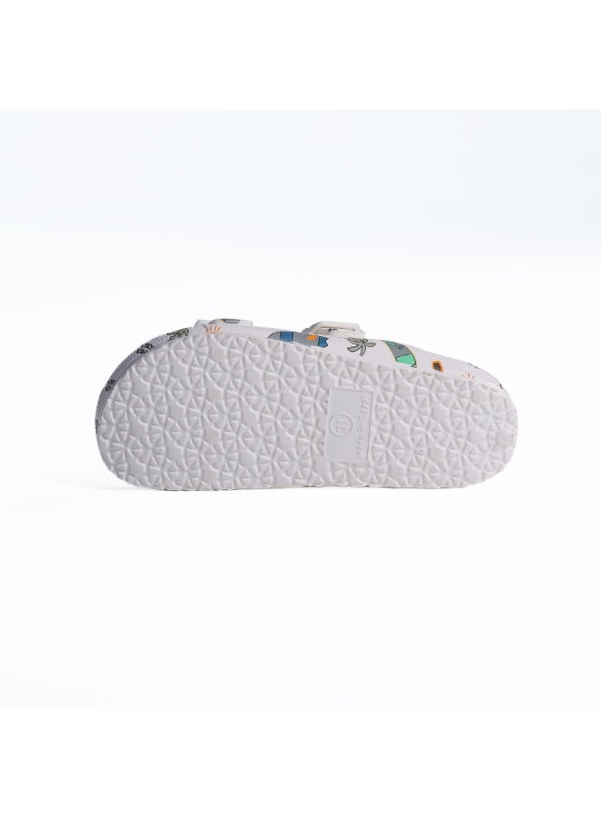 Onda Jet "PK5" Kids Double Buckle Sandal  Summer Print, Lightweight & Comfortable - White -  32