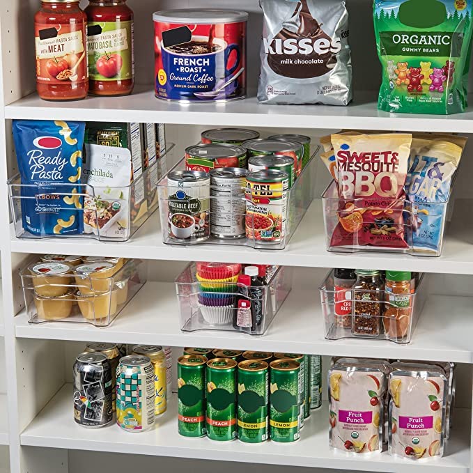 Snazzy Fridge Storage Organizer Boxes Stackable Refrigerator Bins For Freezer Kitchen Countertops Cabinets Clear Plastic Pantry Storage Racks in Two Different Sizes Set Of 6 - Image 3