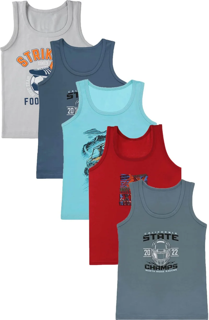 Hepsine Rakip Rival to All 6-Piece Boy's Cotton Undershirt Lycra Flexible Colored 3109
