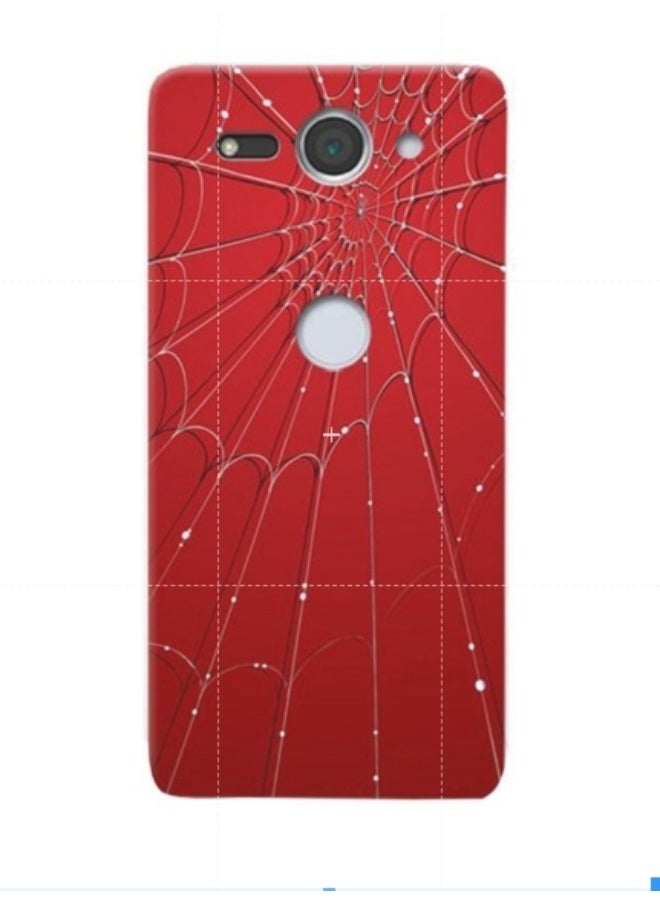 غطاء حماية واقٍ بنقش شبكة العنكبوت لهاتف سوني إكسبيريا XZ2 كومباكت أحمر