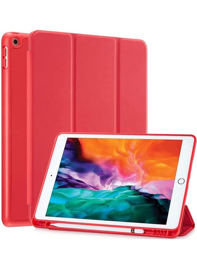 iPad 9th/8th/7th Generation case 2021/2020/2019 iPad 10.2-Inch Case with Pencil Holder 【Sleep/Wake】 Slim Soft TPU Back Smart Magnetic Stand Protective Cover Cases Red - Image 1