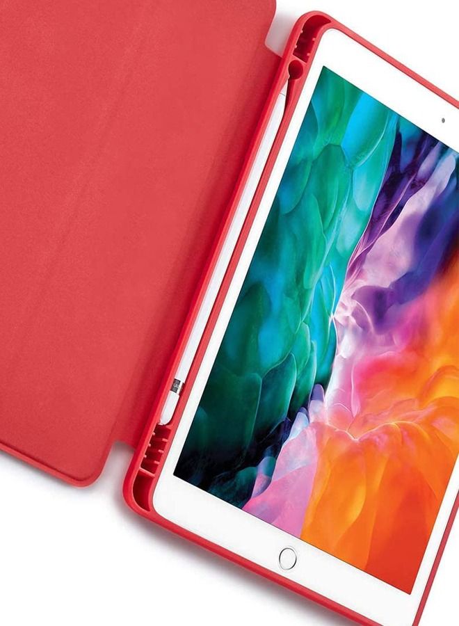 iPad 9th/8th/7th Generation case 2021/2020/2019 iPad 10.2-Inch Case with Pencil Holder 【Sleep/Wake】 Slim Soft TPU Back Smart Magnetic Stand Protective Cover Cases Red - Image 3