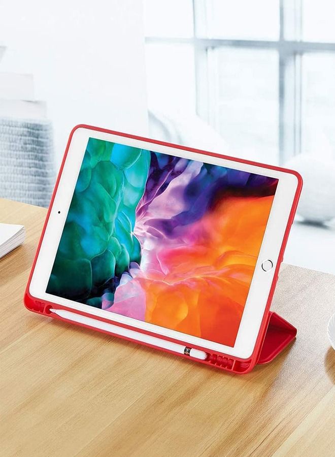 iPad 9th/8th/7th Generation case 2021/2020/2019 iPad 10.2-Inch Case with Pencil Holder 【Sleep/Wake】 Slim Soft TPU Back Smart Magnetic Stand Protective Cover Cases Red - Image 5