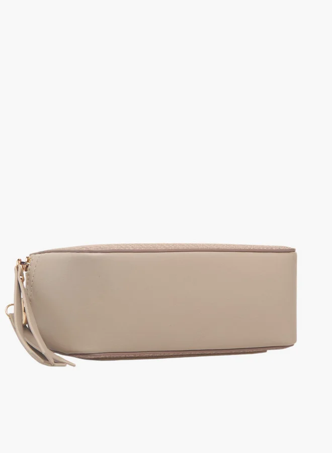 Flora Bella By Shoexpress Women's Monogram Print Crossbody Bag with Zip Closure and Adjustable Strap