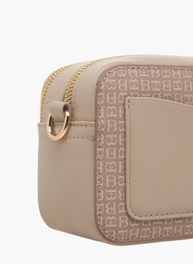 Flora Bella By Shoexpress Women's Monogram Print Crossbody Bag with Zip Closure and Adjustable Strap