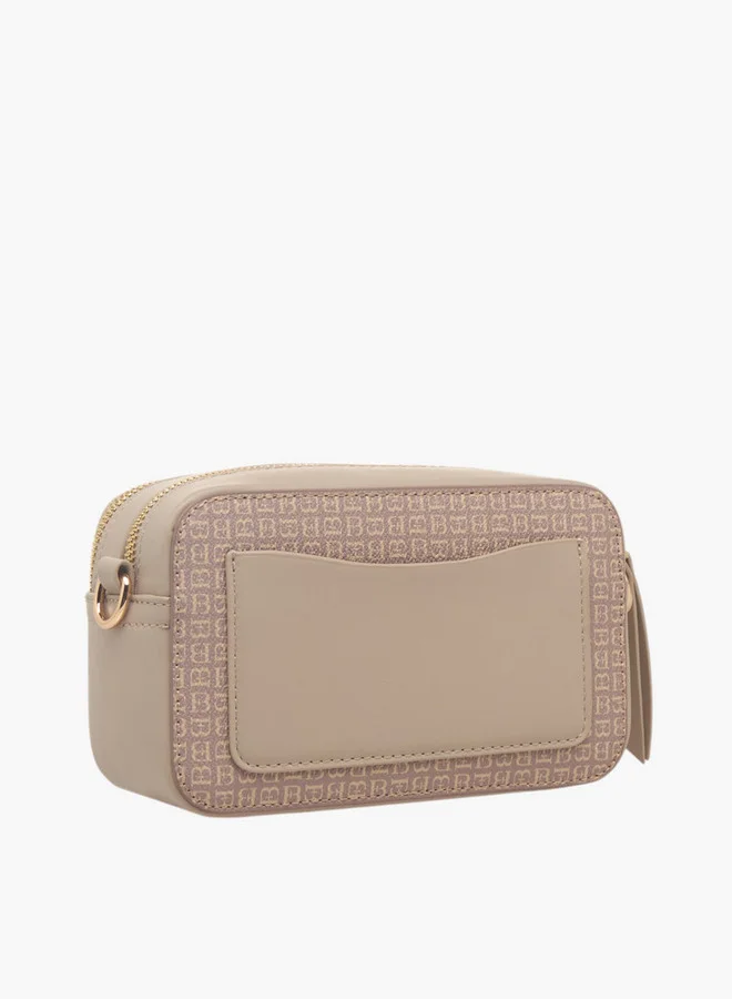 Flora Bella By Shoexpress Women's Monogram Print Crossbody Bag with Zip Closure and Adjustable Strap