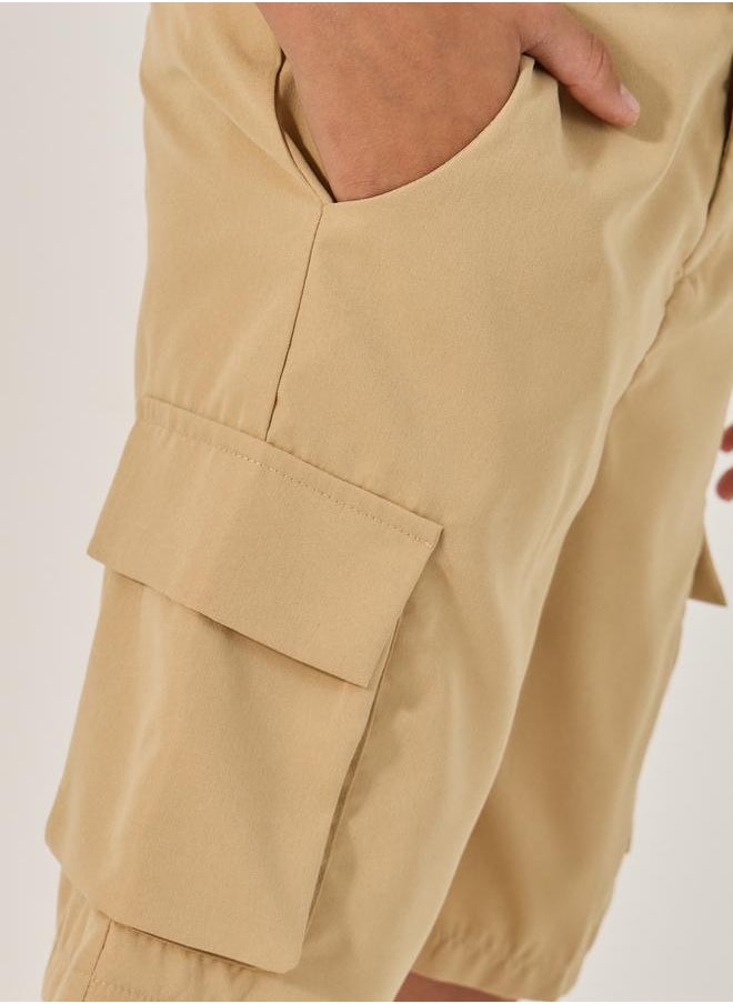 Styli Styli Solid Shorts with Cargo Pockets  - Image 3