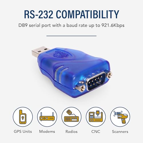 USBGear USB to RS-232 Serial Adapter Cable - DB9 Male, FTDI Chipset, RX/TX Status LEDs, TAA Compliant (Made in Taiwan), Compatible with Windows & Mac - Image 3